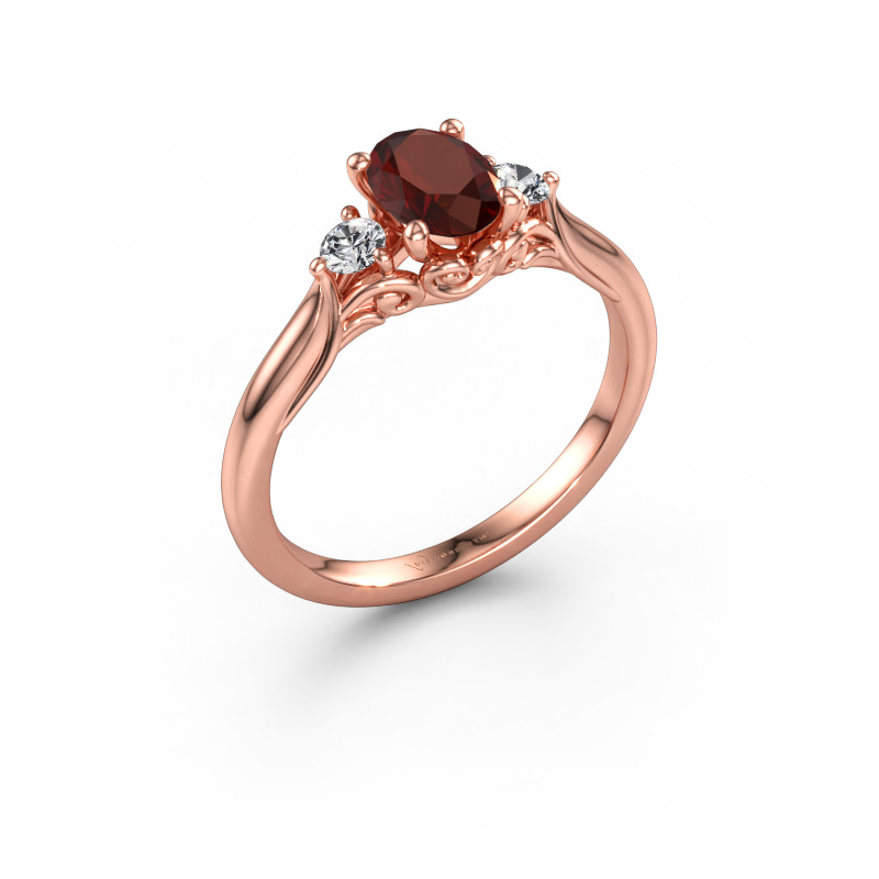 Bild av Förlovningsring Laurian OVL 585 roséguld Granat 7x5 mm