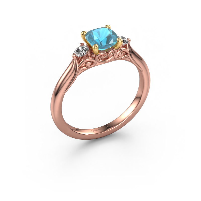 Bild von Verlobungsring Laurian CUS 585 Roségold Blau Topas 5.5 mm