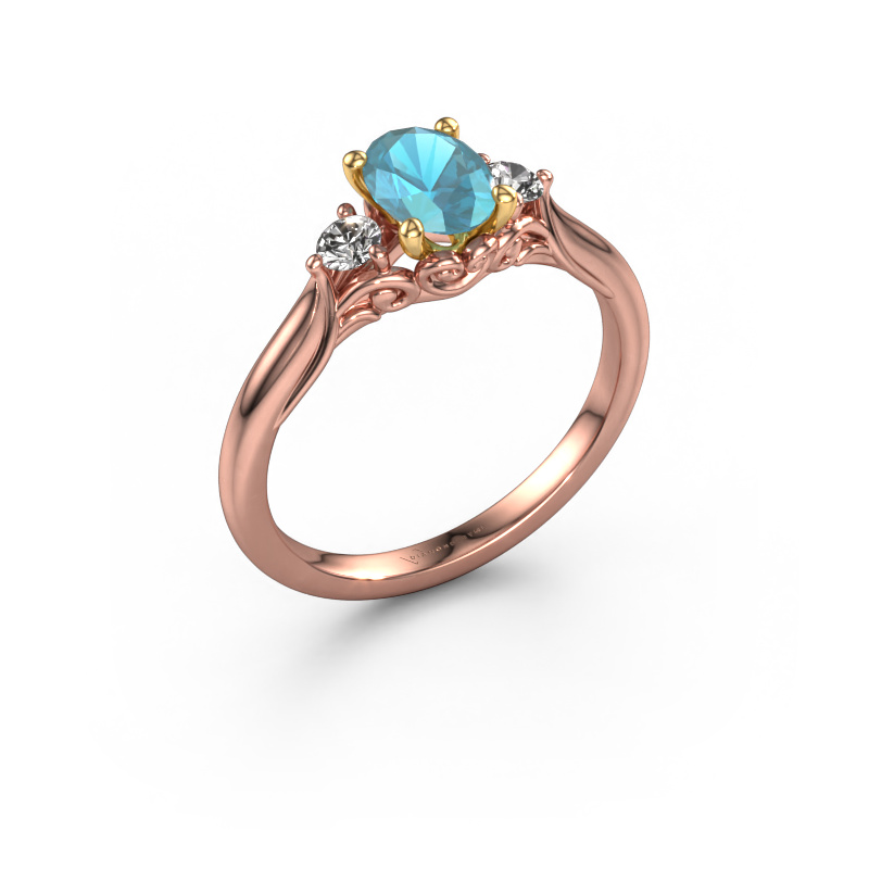 Bild von Verlobungsring Laurian OVL 585 Roségold Blau Topas 7x5 mm