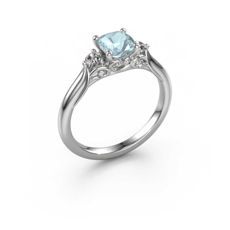 Image of Engagement ring Laurian CUS 950 platinum Aquamarine 5.5 mm