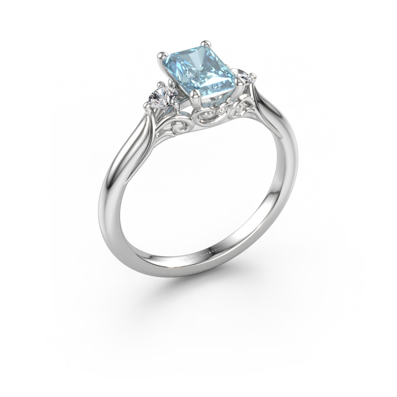 Immagine di Anello di fidanzamento Laurian RAD 950 platino Diamante lab grown blu 7x5 mm
