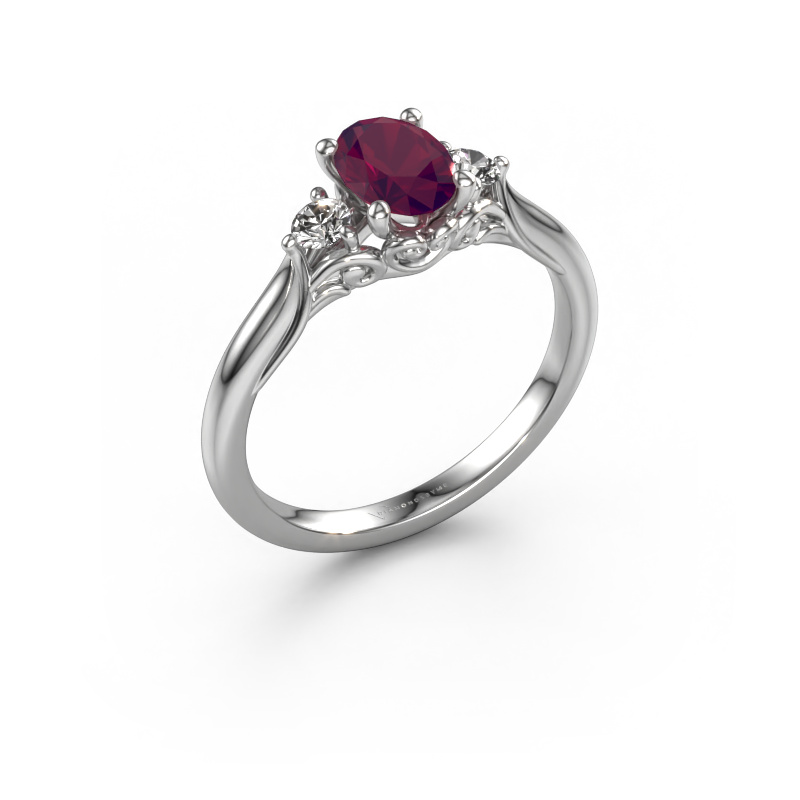 Image of Engagement ring Laurian OVL 950 platinum Rhodolite 7x5 mm