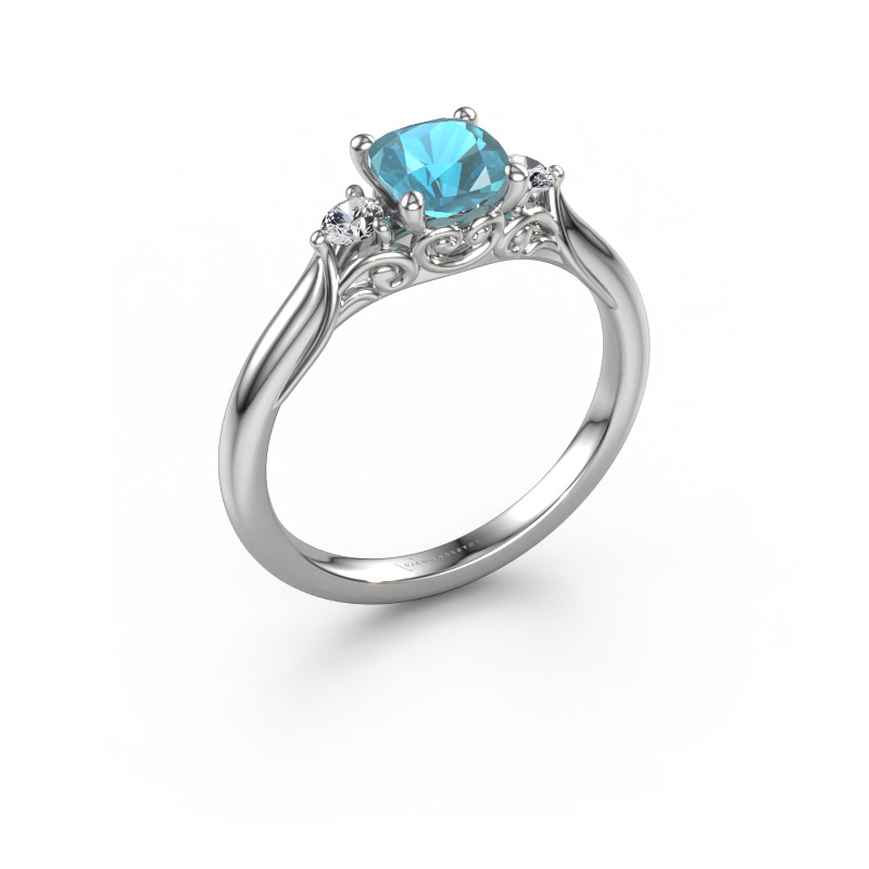 Image of Engagement ring Laurian CUS 950 platinum Blue topaz 5.5 mm