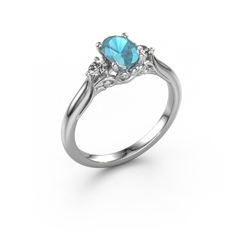 Image of Engagement ring Laurian OVL 950 platinum Blue topaz 7x5 mm