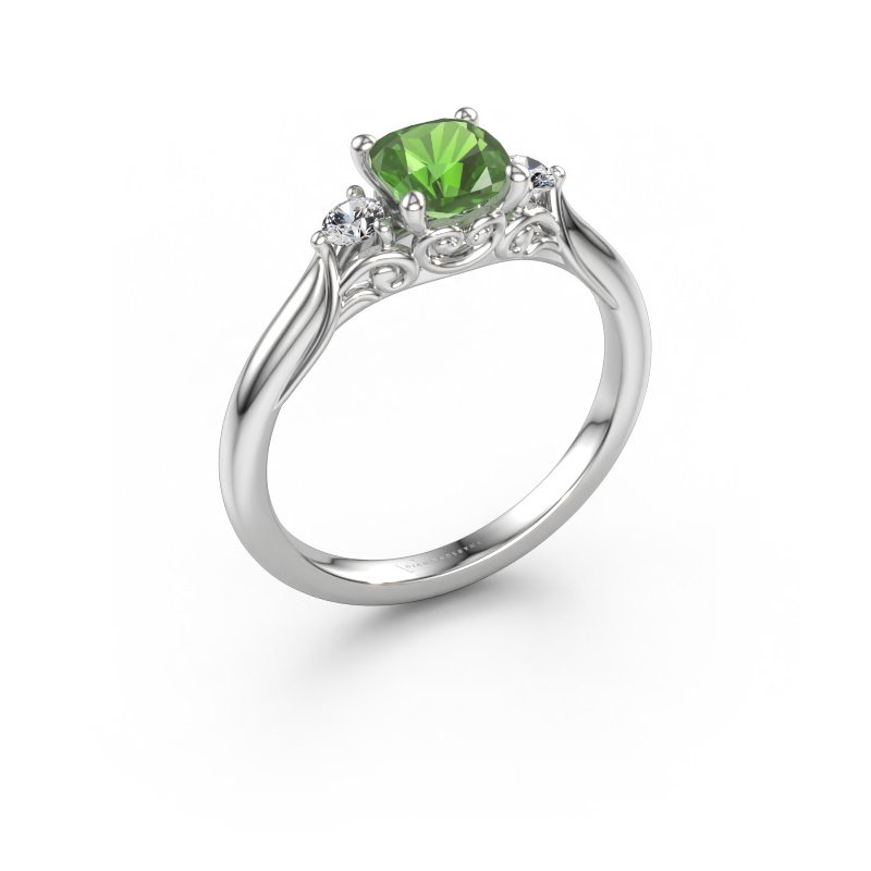 Immagine di Anello di fidanzamento Laurian CUS 585 oro bianco Tormalina verde 5.5 mm