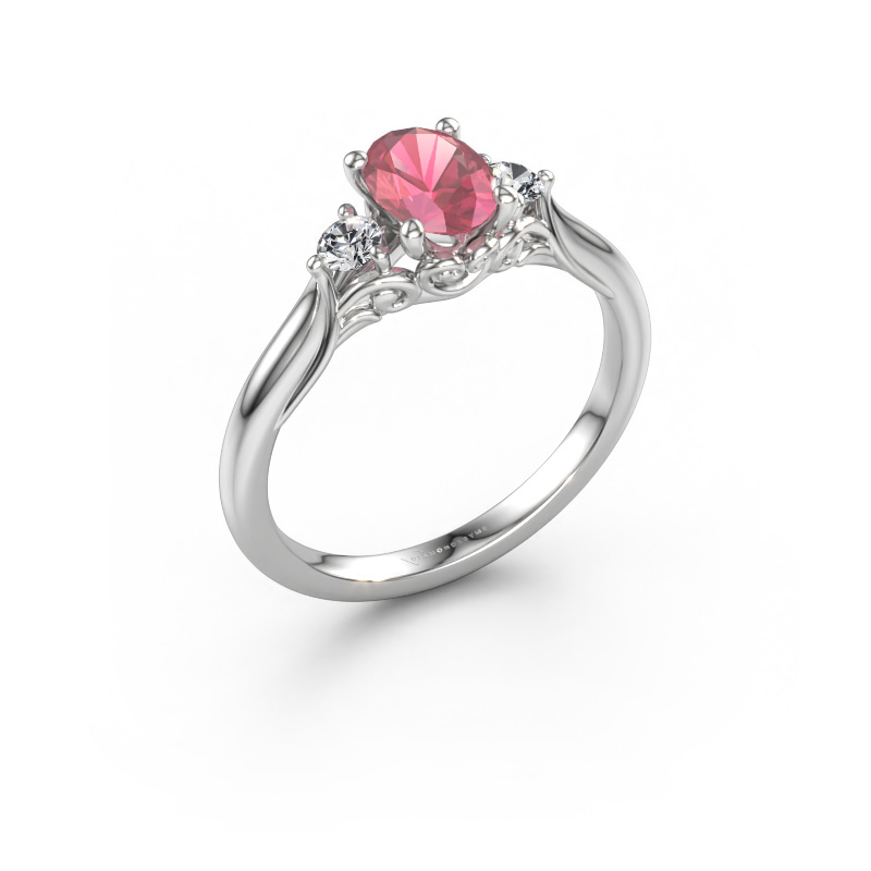 Afbeelding van Verlovingsring Laurian OVL 950 platina Toermalijn pink 7x5 mm