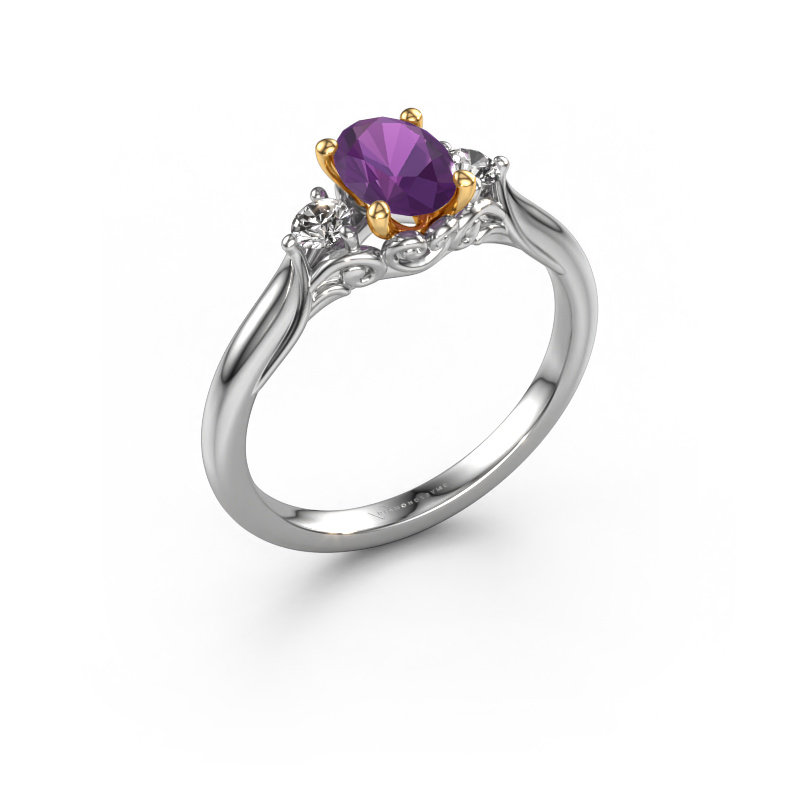 Image of Engagement ring Laurian OVL 585 white gold Amethyst 7x5 mm