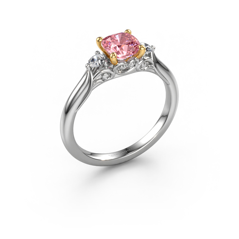 Image of Engagement ring Laurian CUS 585 white gold Pink lab grown diamond 5.5 mm