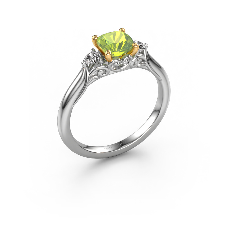 Image of Engagement ring Laurian CUS 585 white gold Peridot 5.5 mm