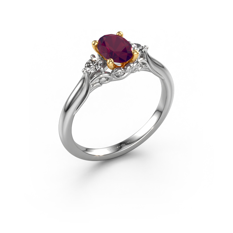 Image of Engagement ring Laurian OVL 585 white gold Rhodolite 7x5 mm