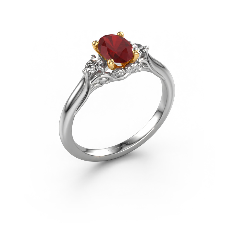 Image of Engagement ring Laurian OVL 585 white gold Ruby 7x5 mm