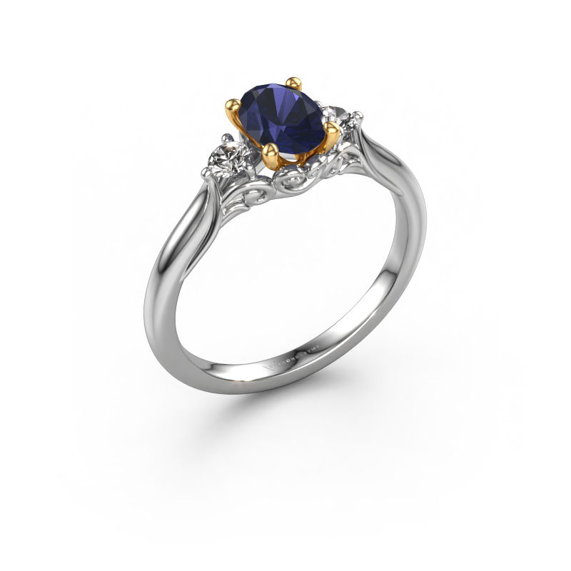 Image of Engagement ring Laurian OVL 585 white gold Sapphire 7x5 mm