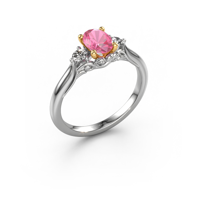 Image of Engagement ring Laurian OVL 585 white gold Pink sapphire 7x5 mm