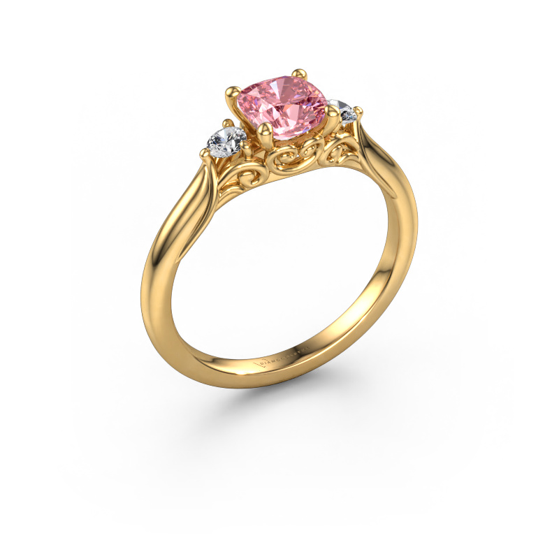 Image of Engagement ring Laurian CUS 585 gold Pink lab grown diamond 5.5 mm