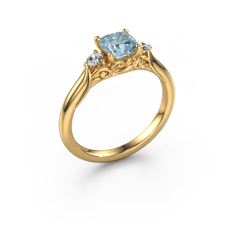 Image of Engagement ring Laurian CUS 585 gold Blue lab grown diamond 5.5 mm