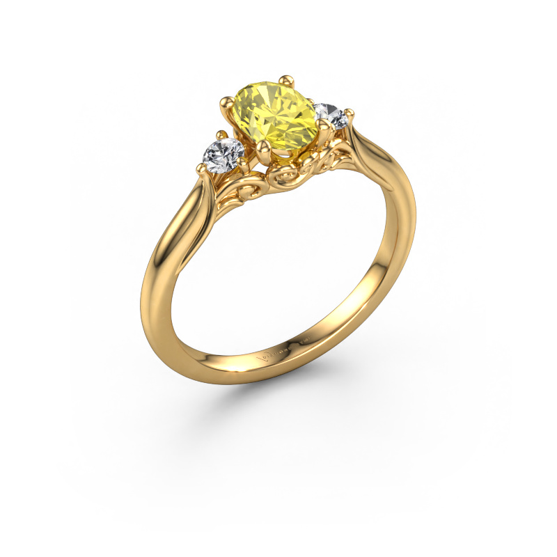 Image of Engagement ring Laurian OVL 585 gold Yellow lab grown diamond 7x5 mm