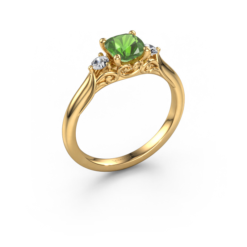 Image de Bague de fiançailles Laurian CUS 585 or jaune Vert tourmaline 5.5 mm