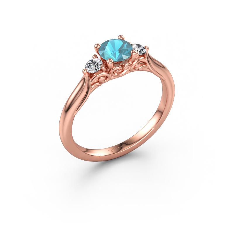 Immagine di Anello di fidanzamento Laurian RND 585 oro rosa Topazio blu 5 mm