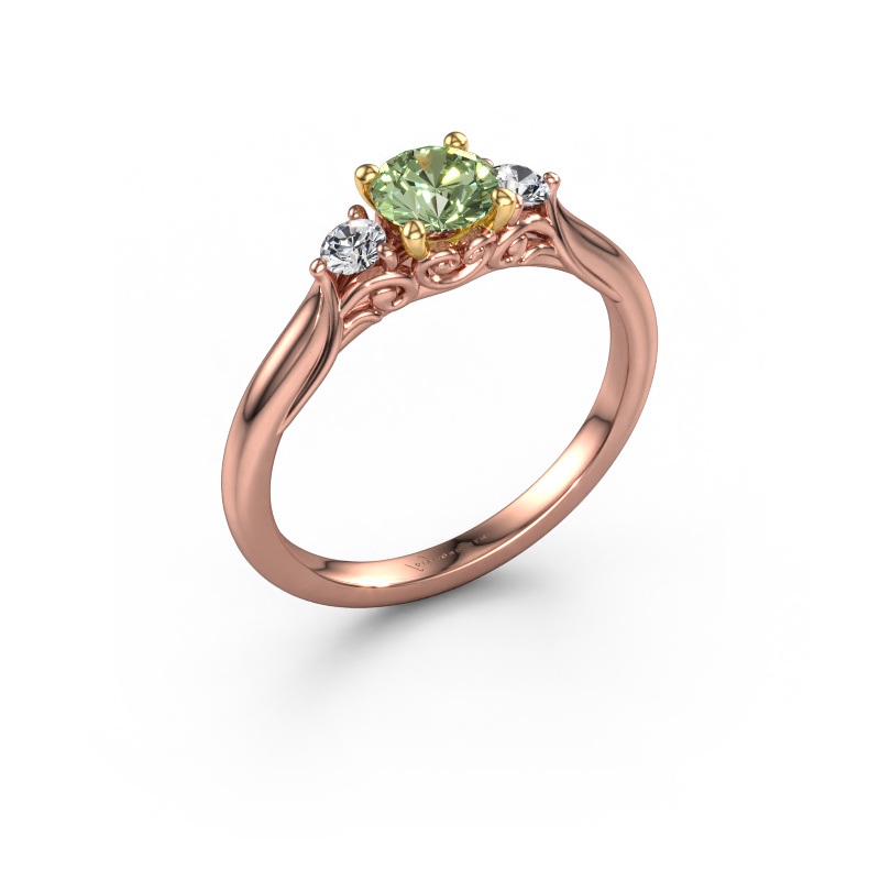 Image de Bague de fiançailles Laurian RND 585 or rose Diamants synthétiques vert 5 mm