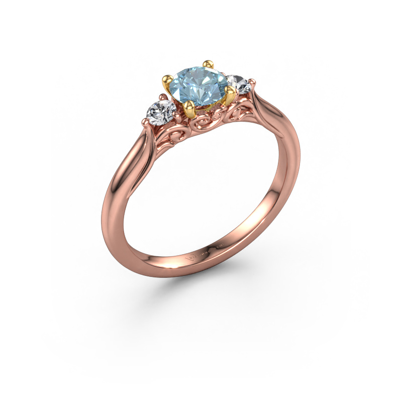 Image of Engagement ring Laurian RND 585 rose gold Blue lab grown diamond 5 mm