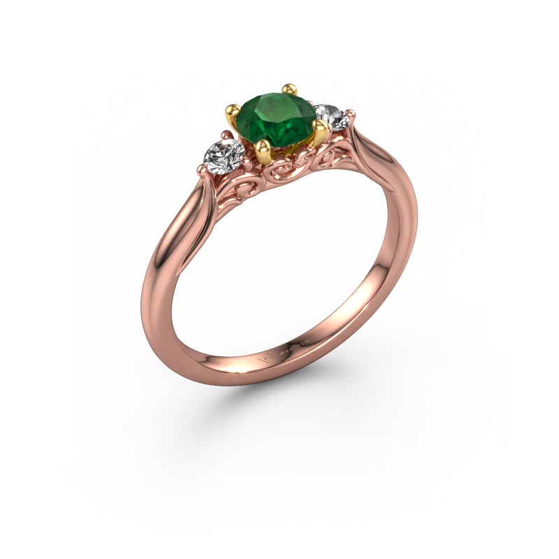 Image de Bague de fiançailles Laurian RND 585 or rose Emeraude 5 mm
