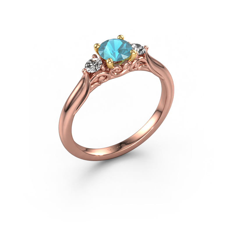 Bild von Verlobungsring Laurian RND 585 Roségold Blau Topas 5 mm