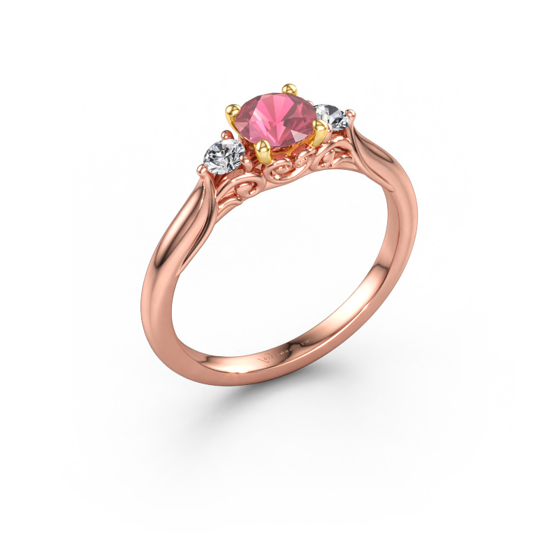 Afbeelding van Verlovingsring Laurian RND 585 rosé goud Toermalijn pink 5 mm