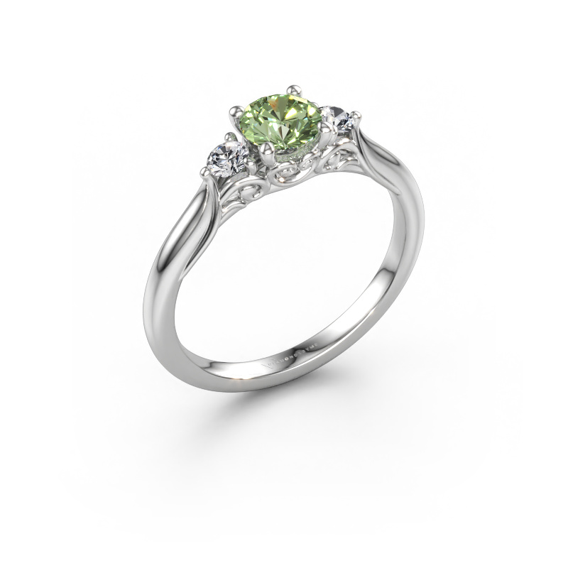 Immagine di Anello di fidanzamento Laurian RND 585 oro bianco Diamante lab grown verde 5 mm