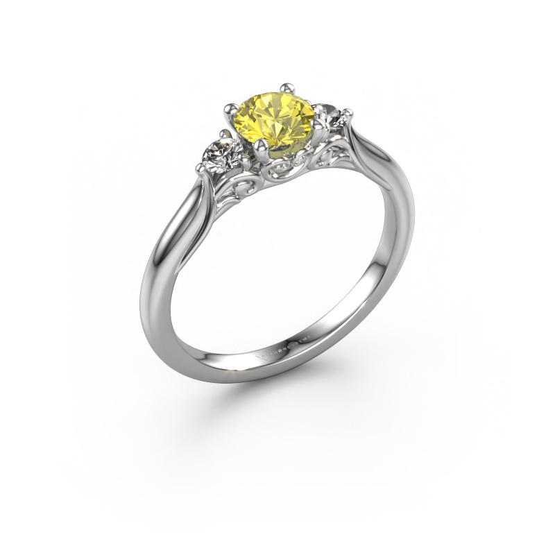 Image of Engagement ring Laurian RND 950 platinum Yellow lab grown diamond 5 mm