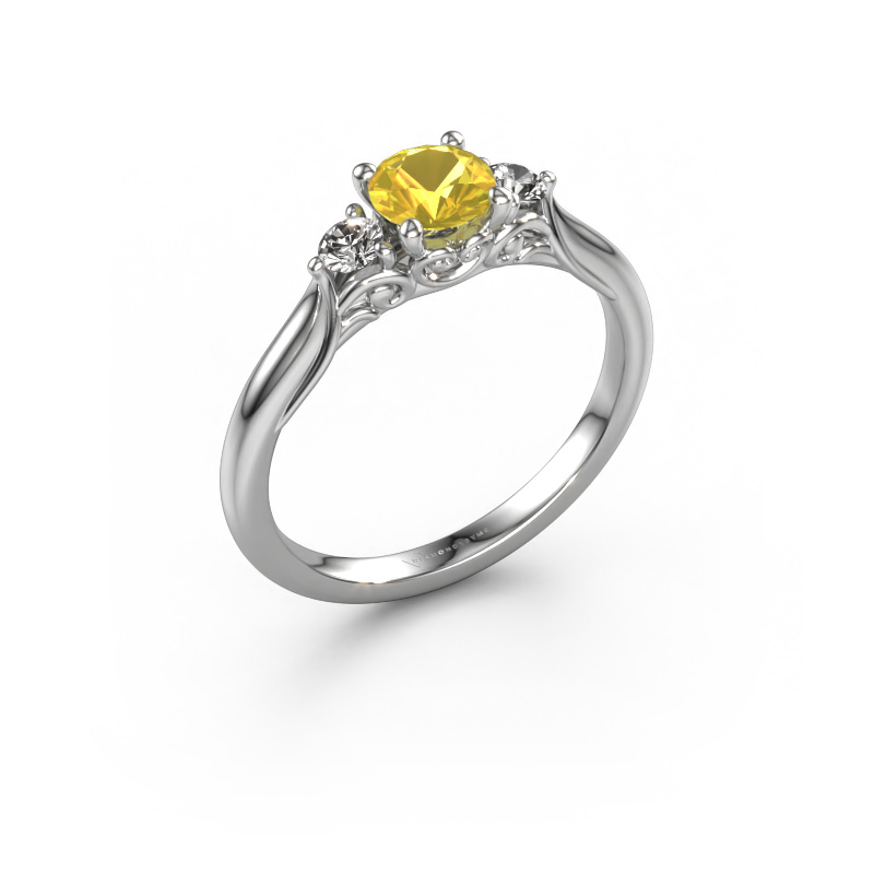 Image of Engagement ring Laurian RND 950 platinum Yellow sapphire 5 mm