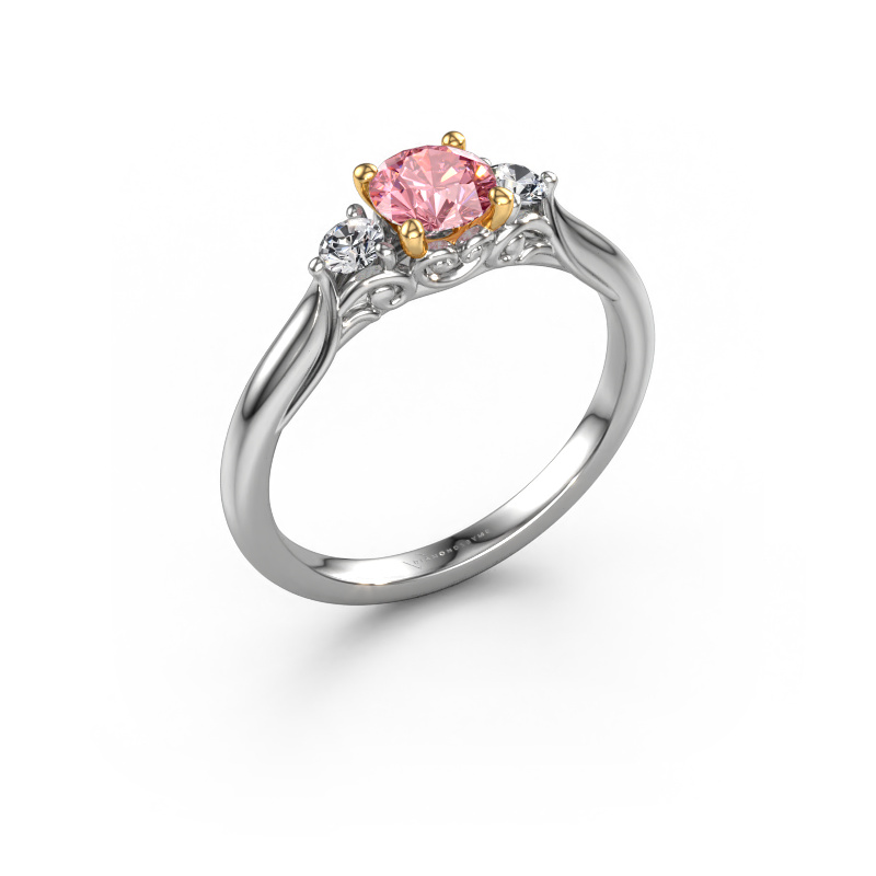 Image of Engagement ring Laurian RND 585 white gold Pink lab grown diamond 5 mm