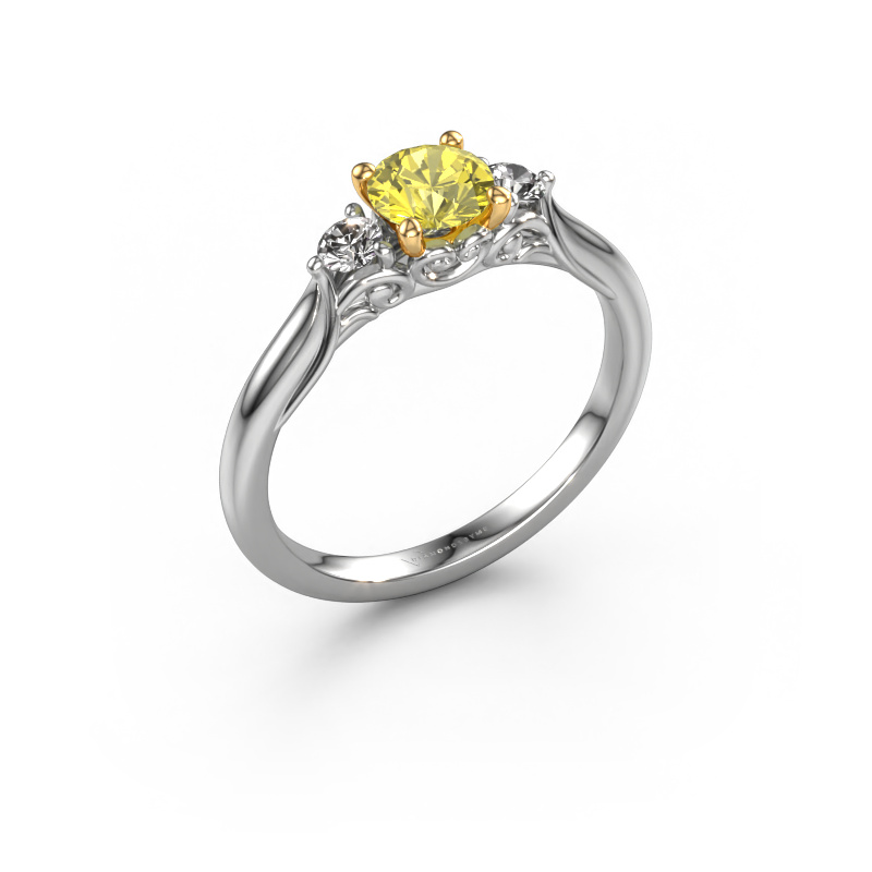 Bild von Verlobungsring Laurian RND 585 Weißgold Gelber Labor Diamant 5 mm