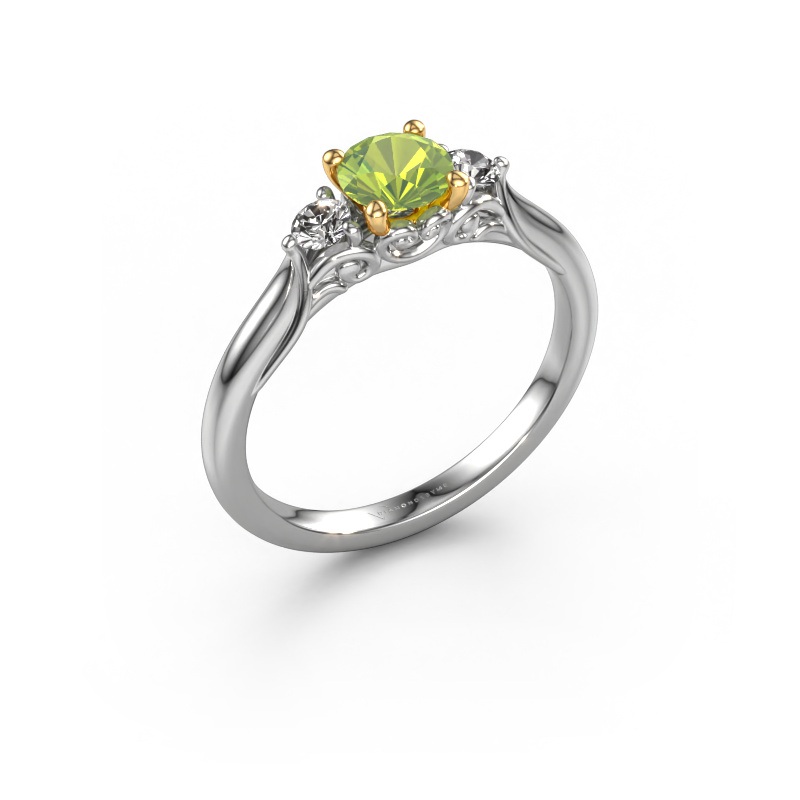 Image of Engagement ring Laurian RND 585 white gold Peridot 5 mm
