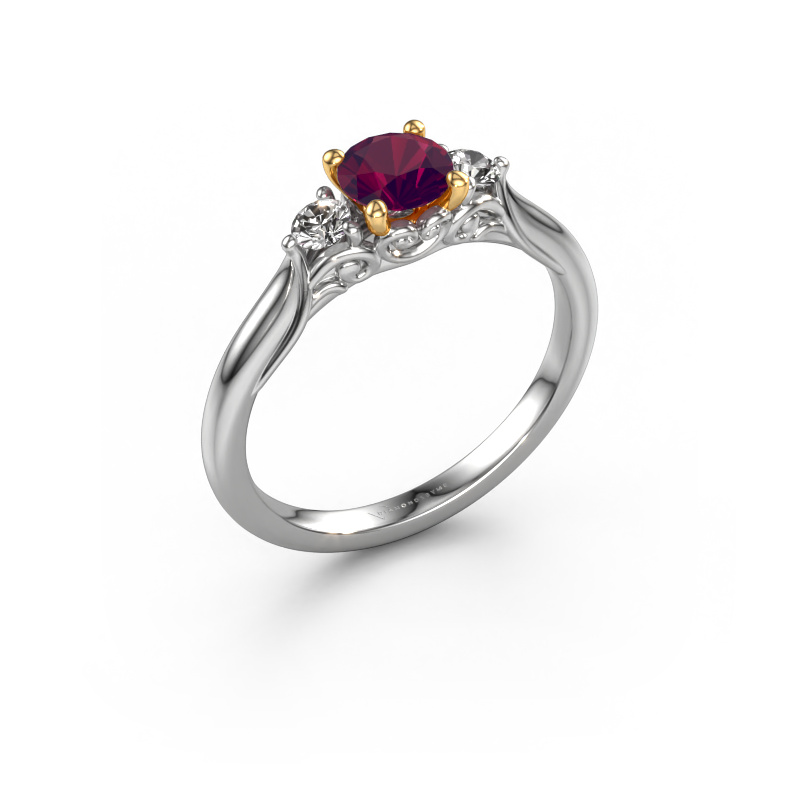 Image of Engagement ring Laurian RND 585 white gold Rhodolite 5 mm