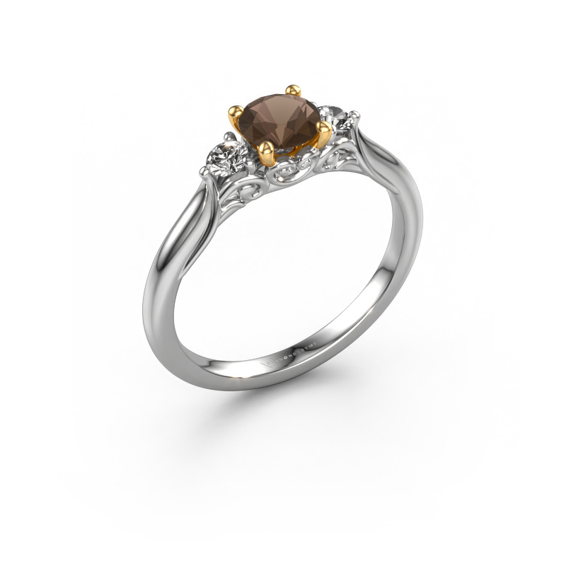 Image of Engagement ring Laurian RND 585 white gold Smokey quartz 5 mm