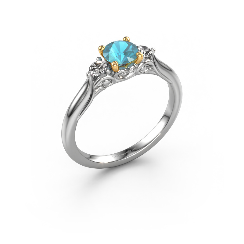 Image of Engagement ring Laurian RND 585 white gold Blue topaz 5 mm
