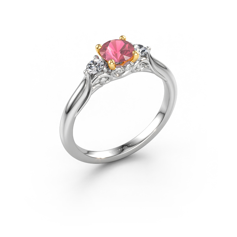 Afbeelding van Verlovingsring Laurian RND 585 witgoud Toermalijn pink 5 mm