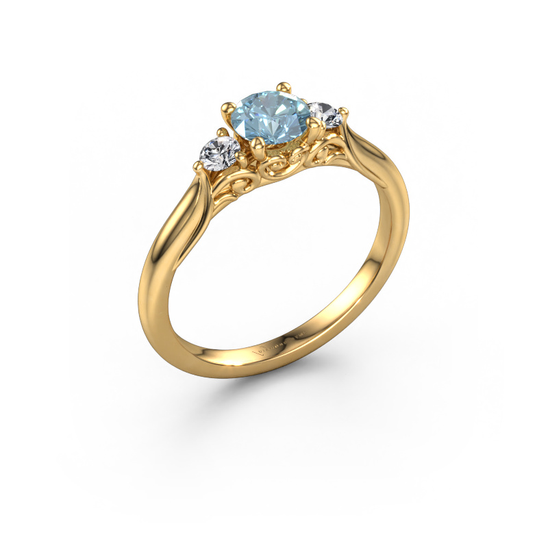 Image of Engagement ring Laurian RND 585 gold Blue lab grown diamond 5 mm
