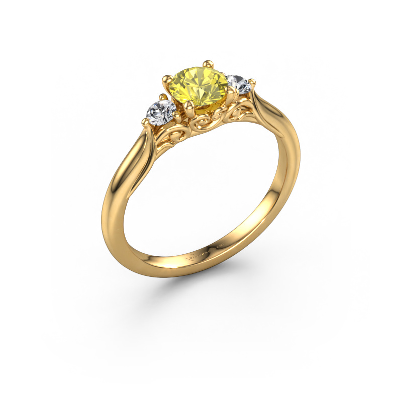Image of Engagement ring Laurian RND 585 gold Yellow lab grown diamond 5 mm