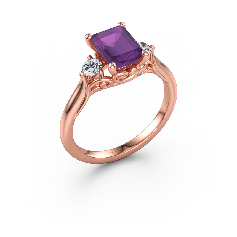 Bild av Förlovningsring Laurian EME 585 roséguld Ametist 8x6 mm