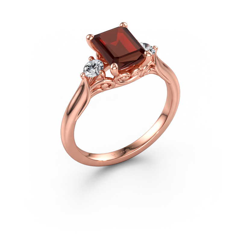Immagine di Anello di fidanzamento Laurian EME 585 oro rosa Granato 8x6 mm