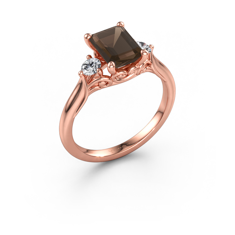 Bild av Förlovningsring Laurian EME 585 roséguld Rökkvarts 8x6 mm