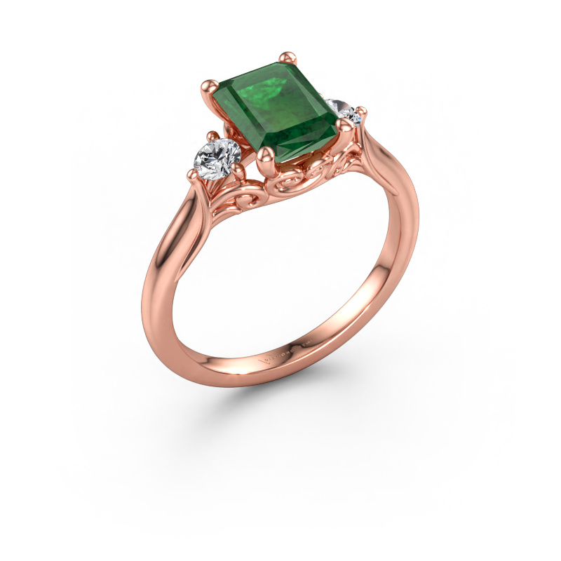 Immagine di Anello di fidanzamento Laurian EME 585 oro rosa Smeraldo 8x6 mm