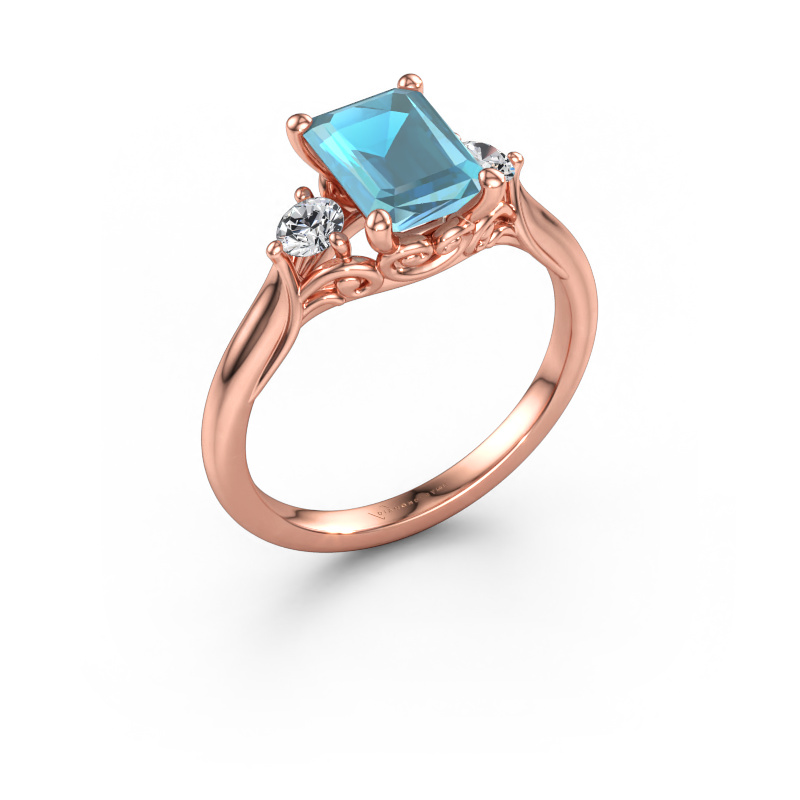 Immagine di Anello di fidanzamento Laurian EME 585 oro rosa Topazio blu 8x6 mm