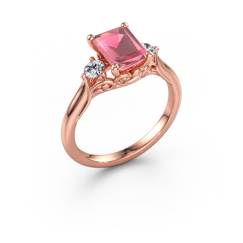 Immagine di Anello di fidanzamento Laurian EME 585 oro rosa Tormalina rosa 8x6 mm