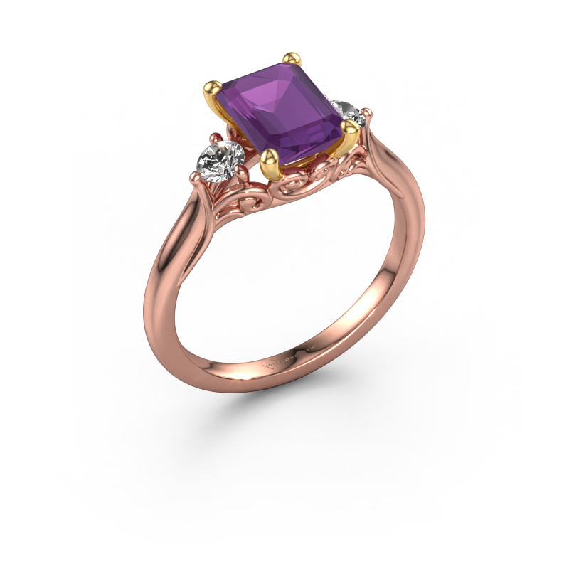 Image of Engagement ring Laurian EME 585 rose gold Amethyst 8x6 mm