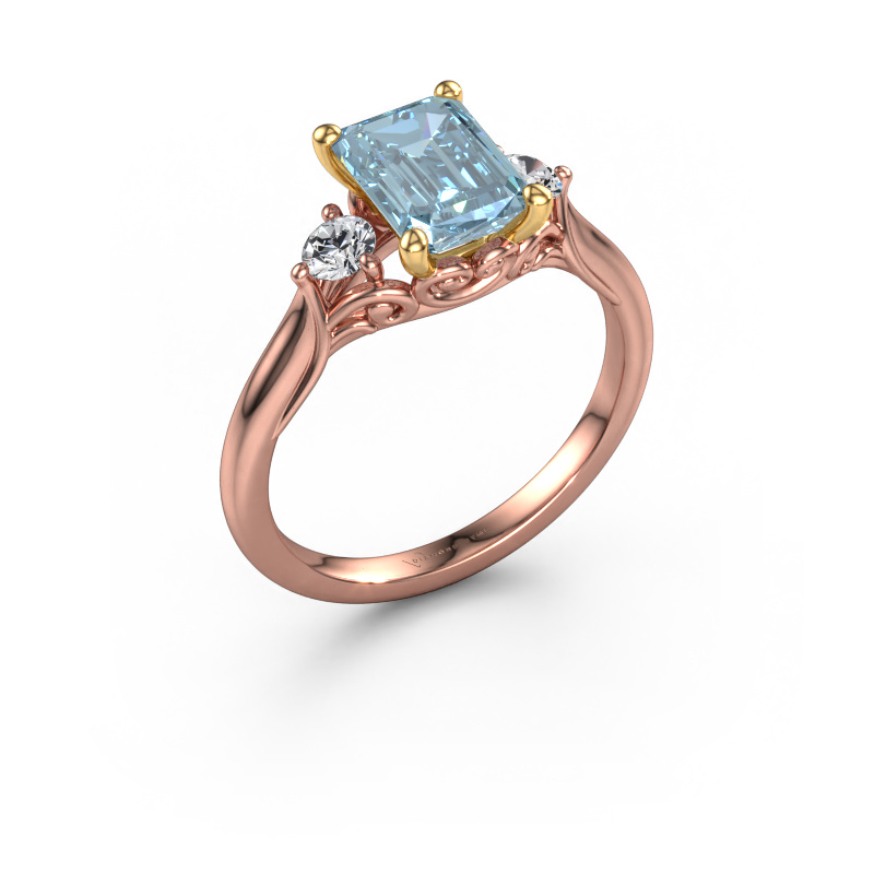 Bild von Verlobungsring Laurian EME 585 Roségold Blauer Labordiamant 8x6 mm