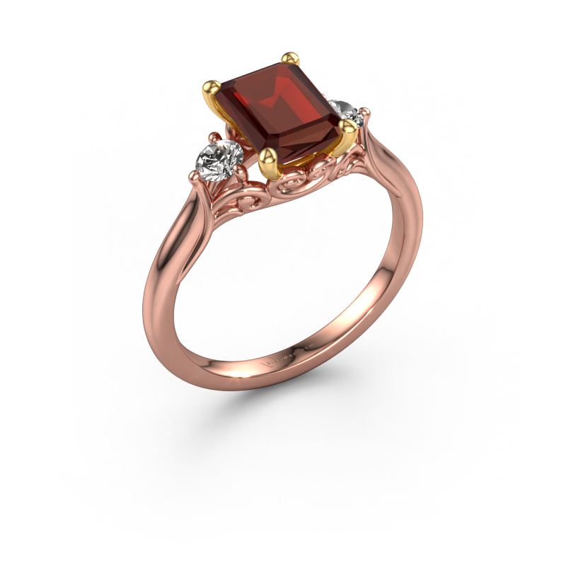 Image de Bague de fiançailles Laurian EME 585 or rose Grenat 8x6 mm
