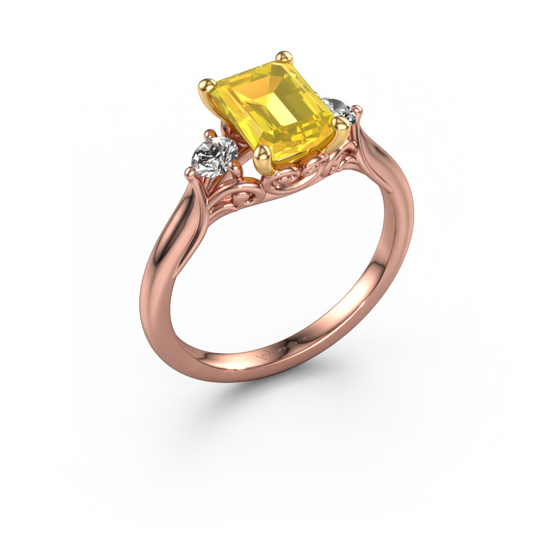 Bild von Verlobungsring Laurian EME 585 Roségold Gelb Saphir 8x6 mm