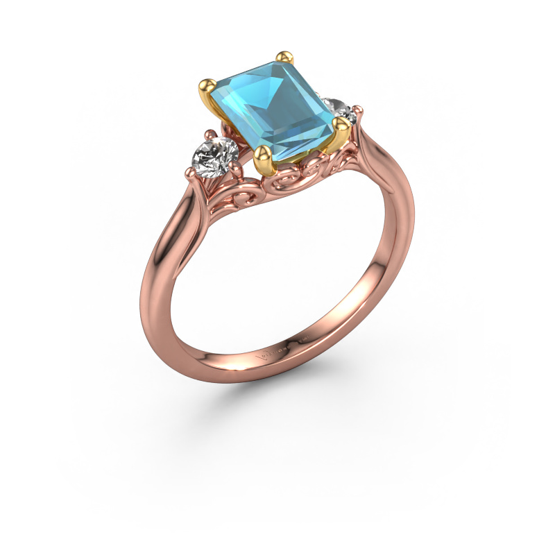 Bild von Verlobungsring Laurian EME 585 Roségold Blau Topas 8x6 mm